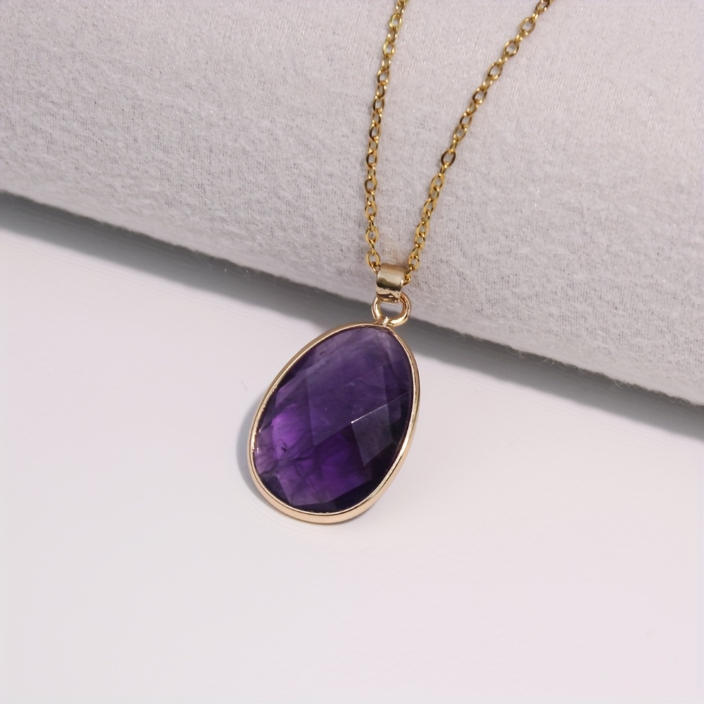 Vintage Boho Natural Stone Pendant Necklace French Jewelry